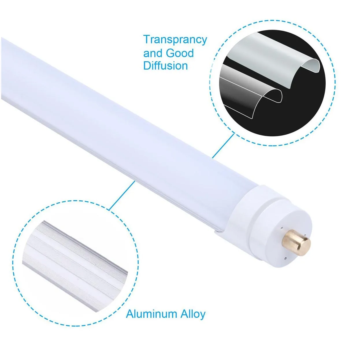 led fluorescent tube light lamp 8ft 8 foot fa8 45w t8 led tube lights single piece 4500lm factory shop light