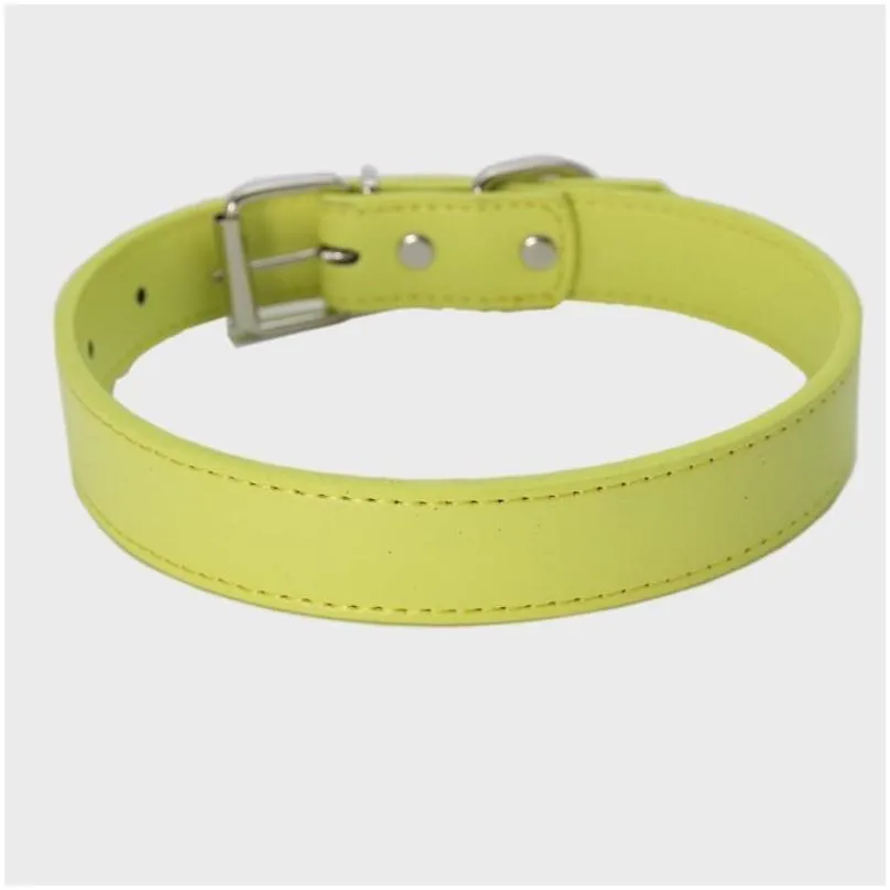 new 12pcs/set pets collar high quanlity dog leash adjustable pu flat belt pet necklace for cats dogs pets supplies