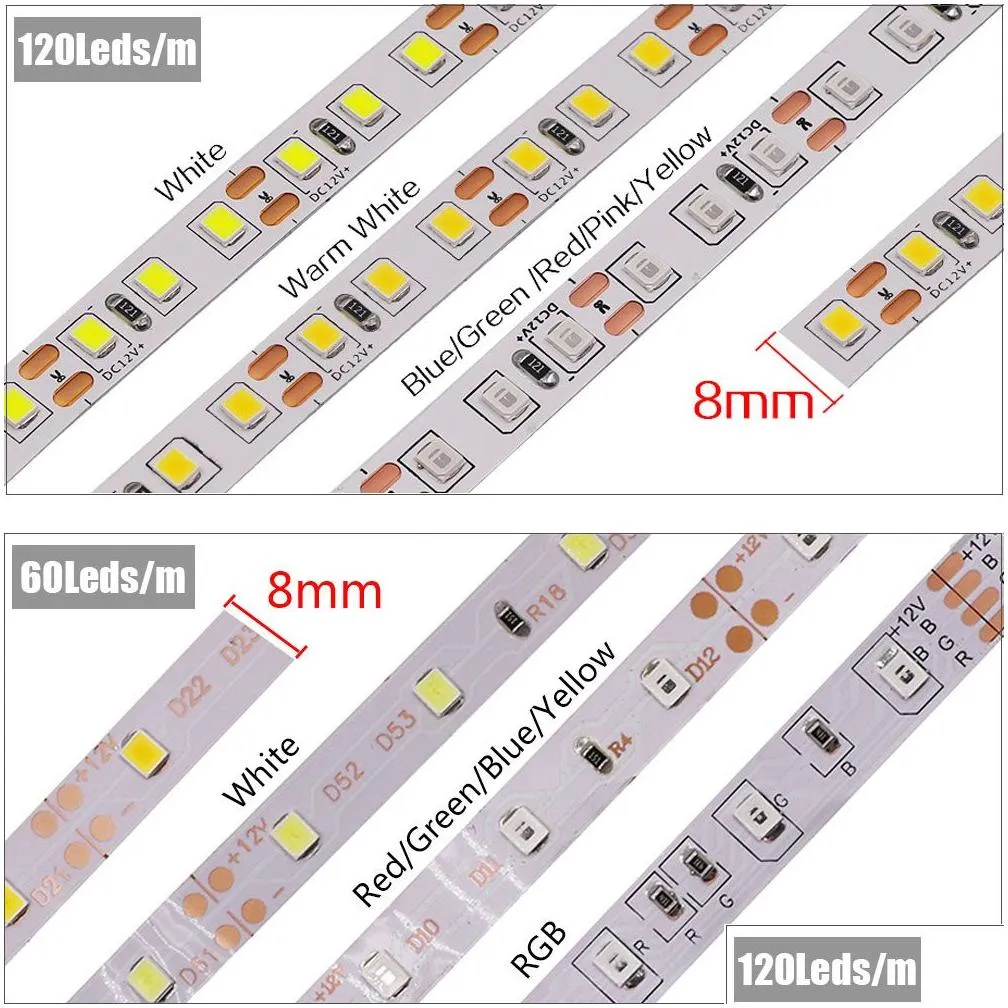 5m led strip smd 5050 5054 led tape waterproof ribbon diode 12v 2835 flexible neon light 60/120leds/m led lights for room decor