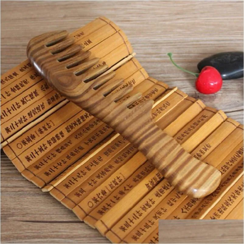 1 pc handmade wooden sandalwood wide tooth wood comb natural head massager hair combs hair care wholesale