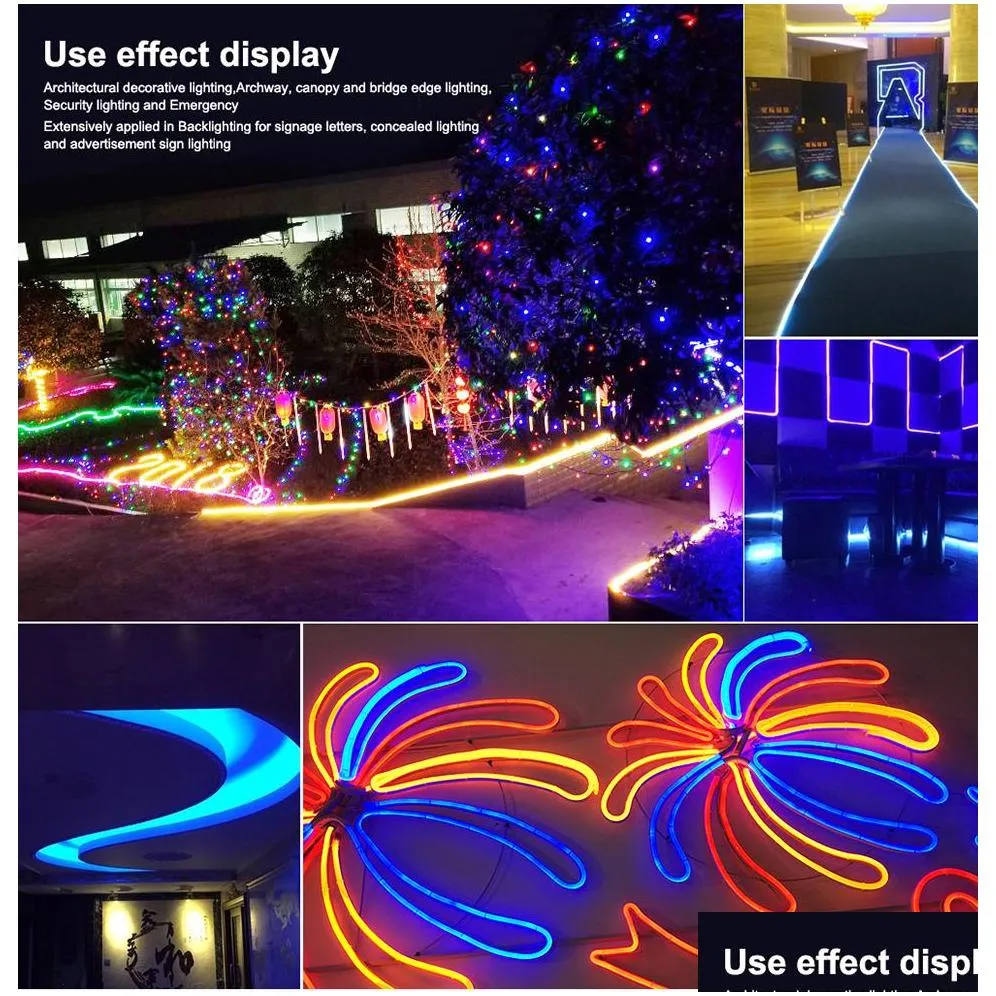 12v neon led strip light smd2835 120led/m high safety ip67 waterproof outdoor decorative flexible light