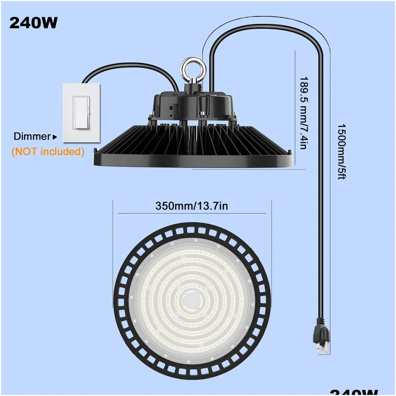 ufo led high bay light 240w 200w 150w led shop lights highbay lamp industrial warehouse ufo lamp fixtures etl dlc 5000k