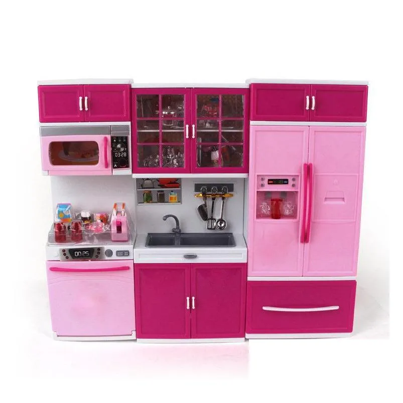 kids large children /27s kitchen with sound and light girls pretend cooking toy play set pink simulation cupboard gift toy food