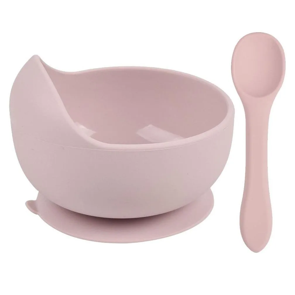 infant feeding sets toddler silicone bowl spoon set utensils baby silica gel solid nonslip suction bowls spoons newborn waterproof drool eating tableware set