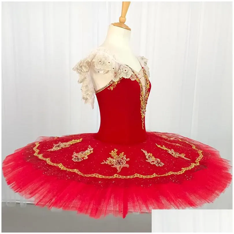new style dancewear for kid black classical fairy long sleeve dress ballet costumes factory wear knee on tutu leotard red