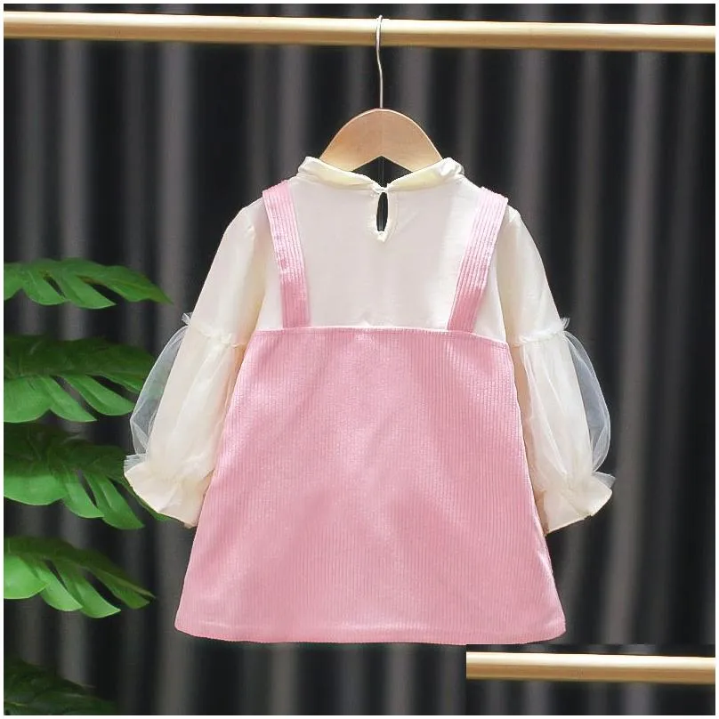 girls dresses winter spring autumn new princess dress 2 pieces for children clothing baby girl dress fleece