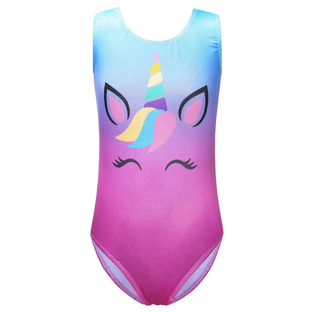 children girls dancewear print leotard sleeveless dance wear cute shiny pattern onepiece