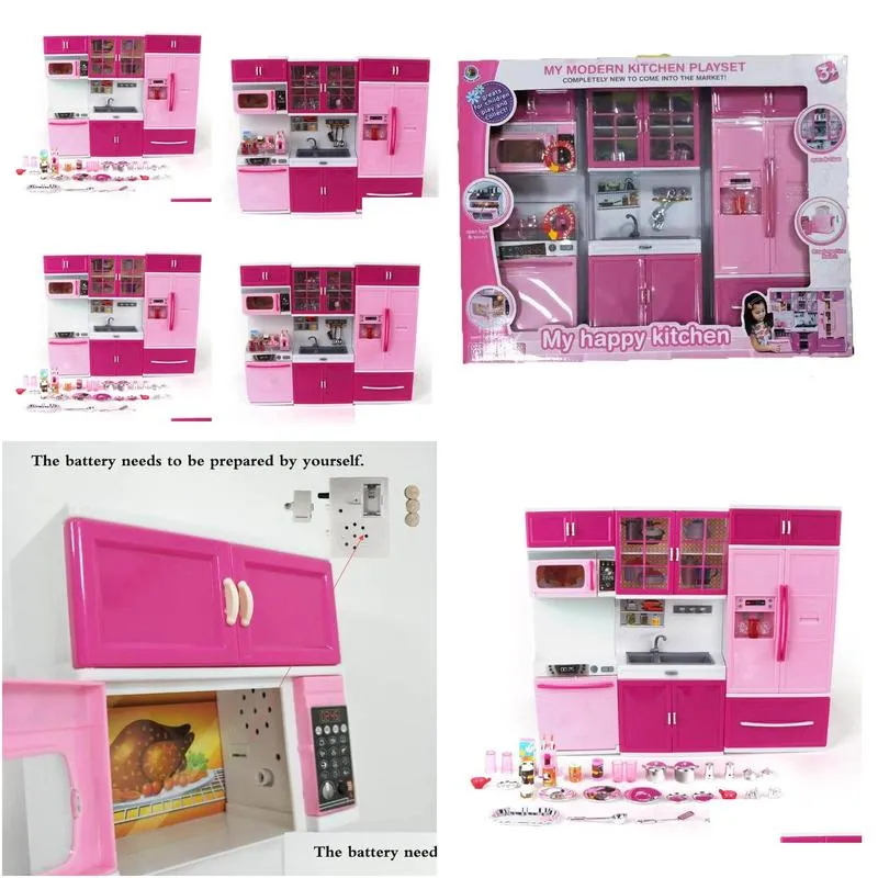 kids large children /27s kitchen with sound and light girls pretend cooking toy play set pink simulation cupboard gift toy food