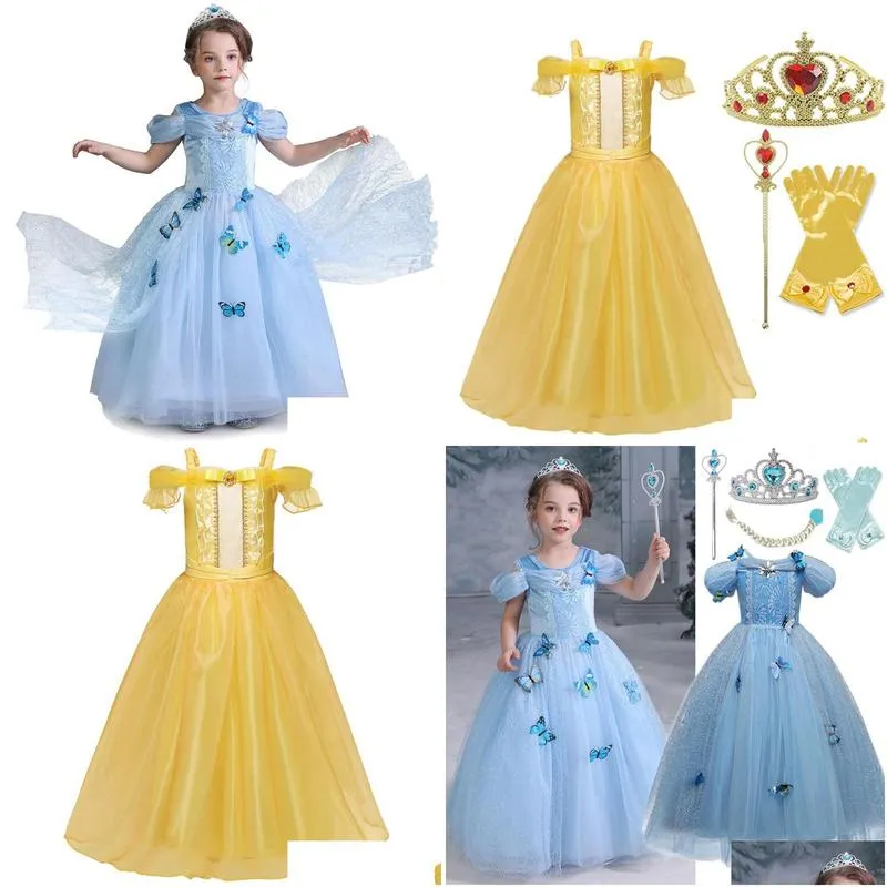 kids clothing cosplay princess costume children fancy christening dresses purple navy yellow