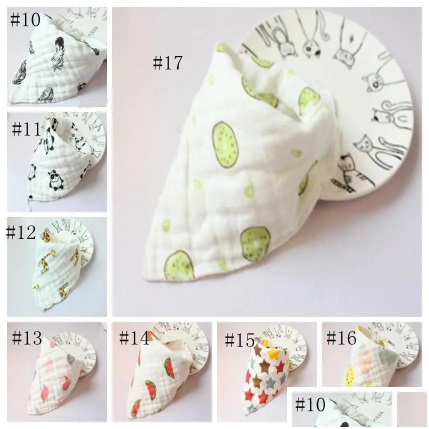 ins baby bibs muslin infant saliva towel 8 layers thicken newborn burp cloths cartoon toddler bandana baby feeding cloth 29 designs