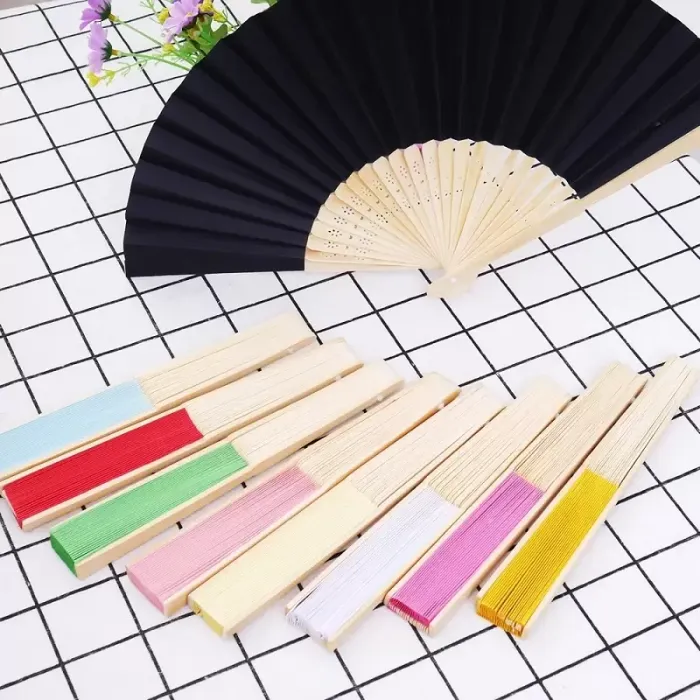 Summer colors Party Decoration and Held Fan Blank White DIY Paper Bamboo Folding for Hand Practice Calligraphy Painting Drawing Wedding Party Gifts