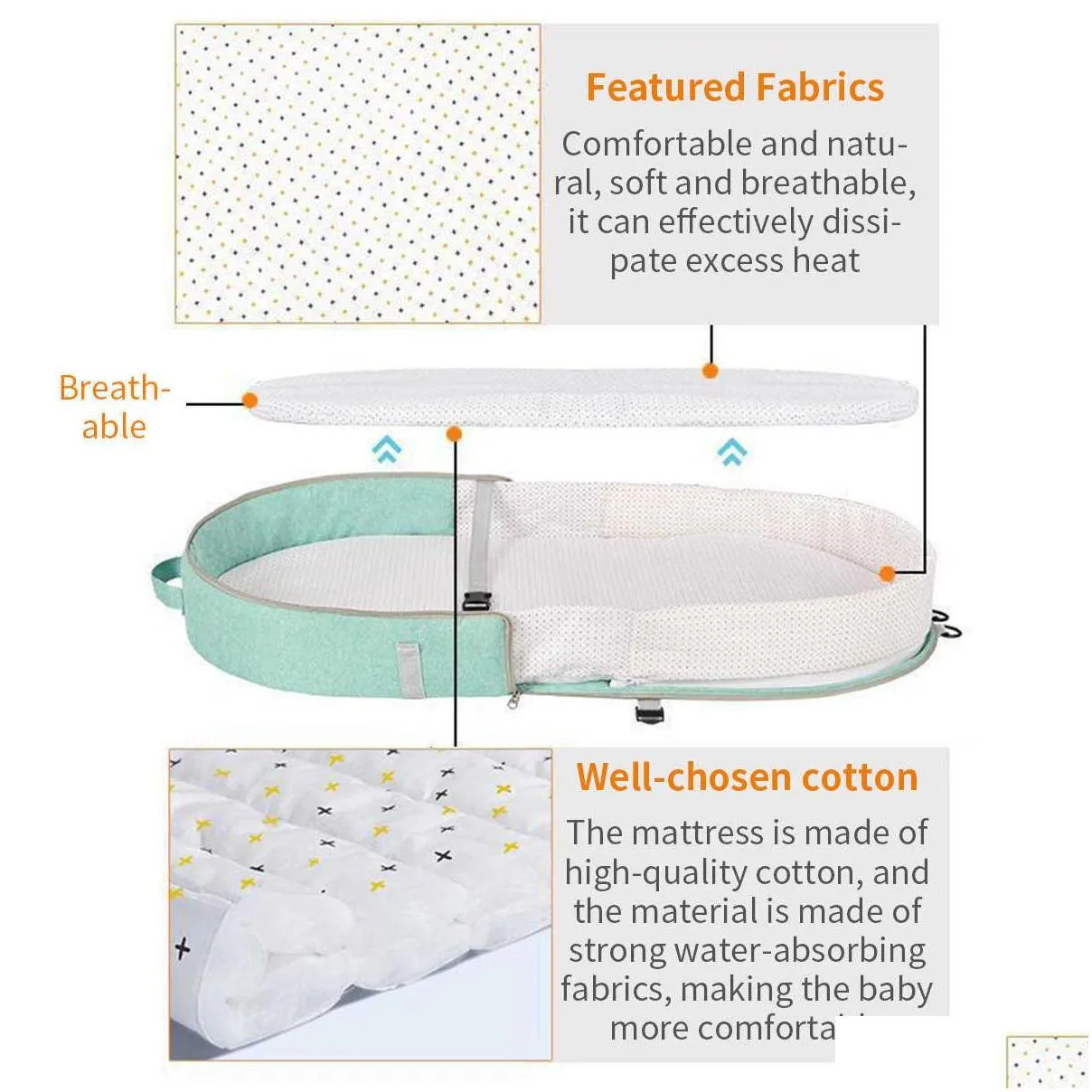 sleeping baby bed cribs newborns nest travel beds foldable babynest mosquito net bassinet infant sleeping basket for 024month