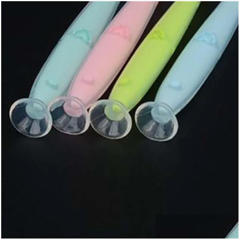 old cobbler newborn baby products silicone feeding spoon soft head with suction cup set box custom wholesale