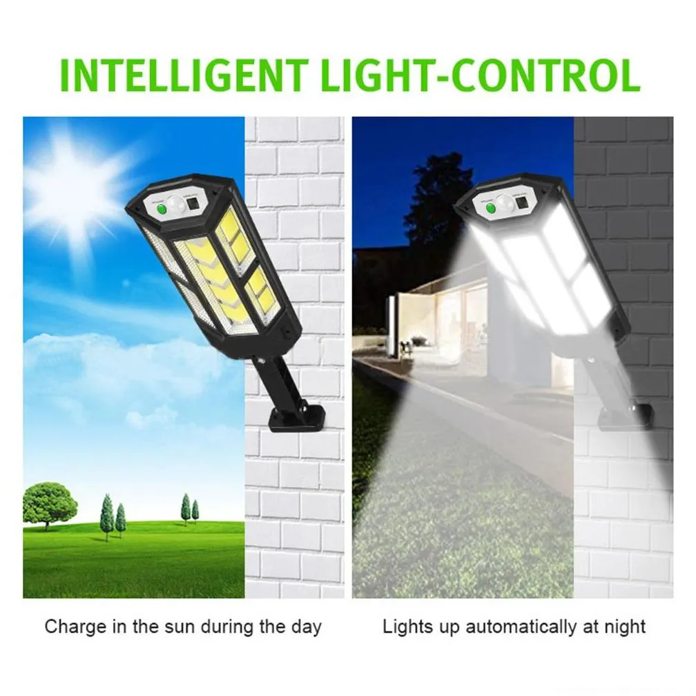 solar sensor wall lamp 3 modes bright led outdoor garden lighting street lamps waterproof sunlight with remote control