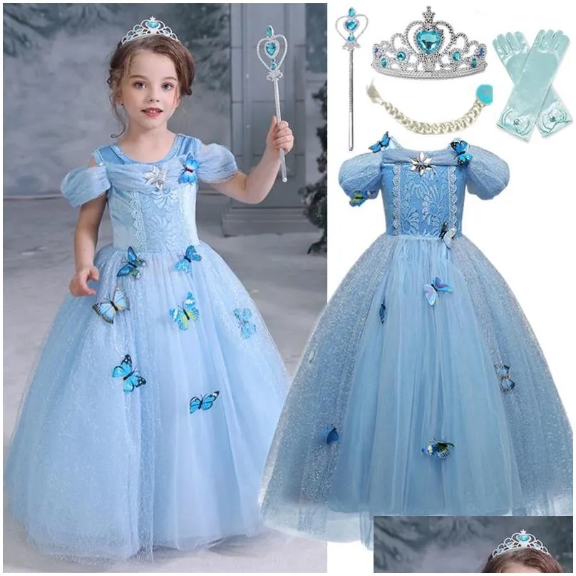 kids clothing cosplay princess costume children fancy christening dresses purple navy yellow