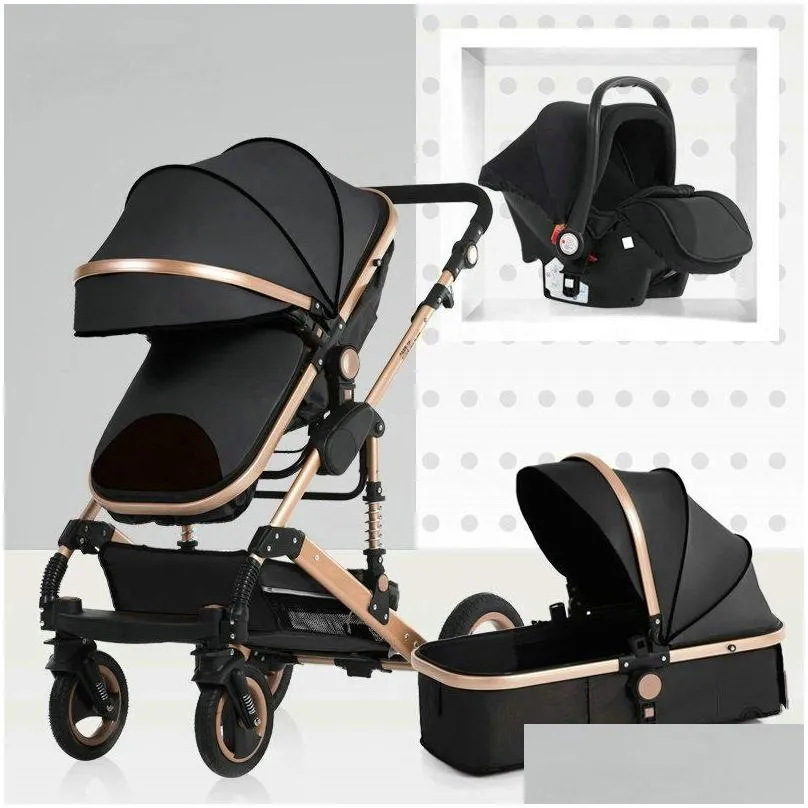 wisesonle baby stroller 3 in 1 stroller lying or dampening folding light weight twosided child four seasons