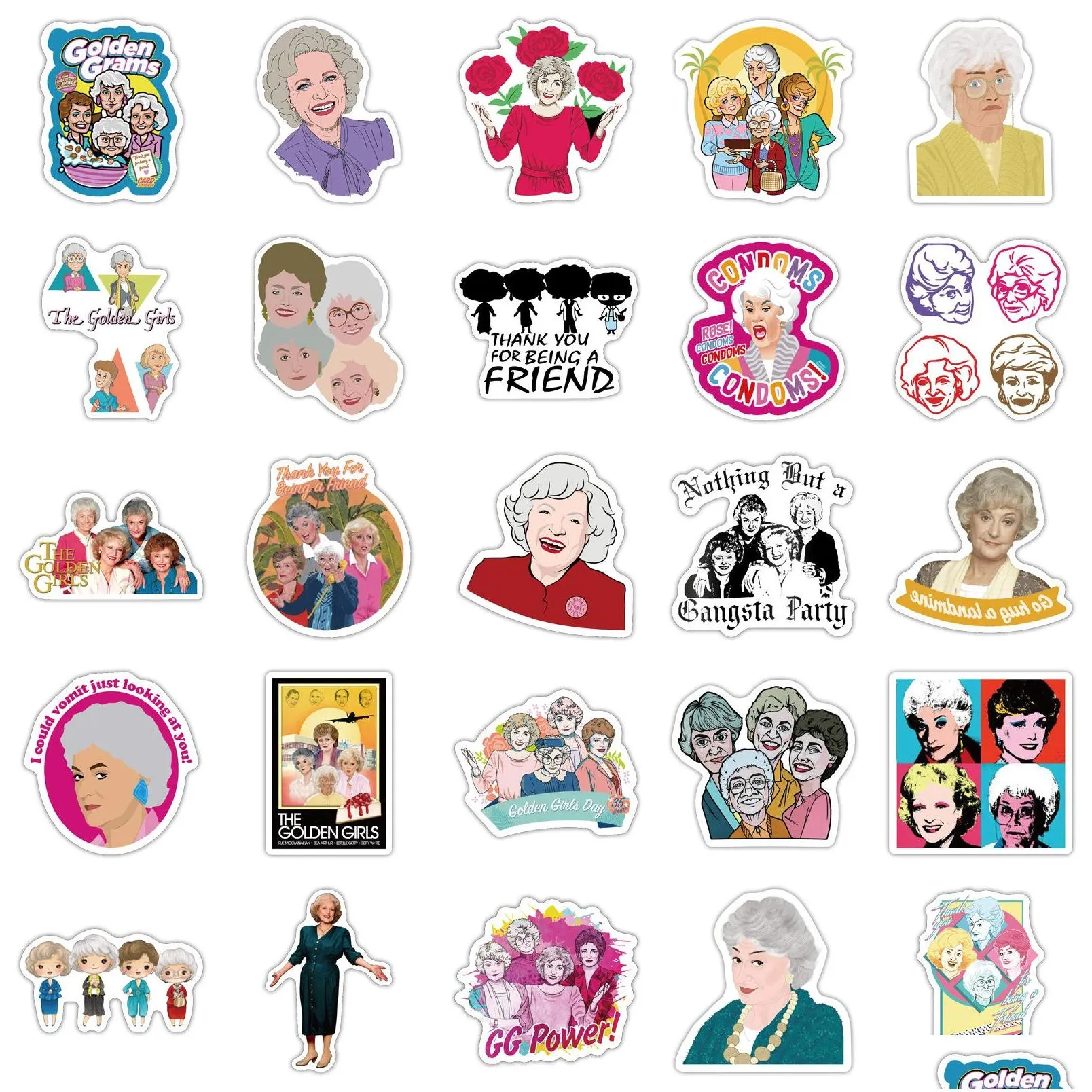 50 pcs mixed golden girls program graffiti skateboard stickers for car laptop fridge helmet pad bicycle bike motorcycle ps4 book guitar pvc