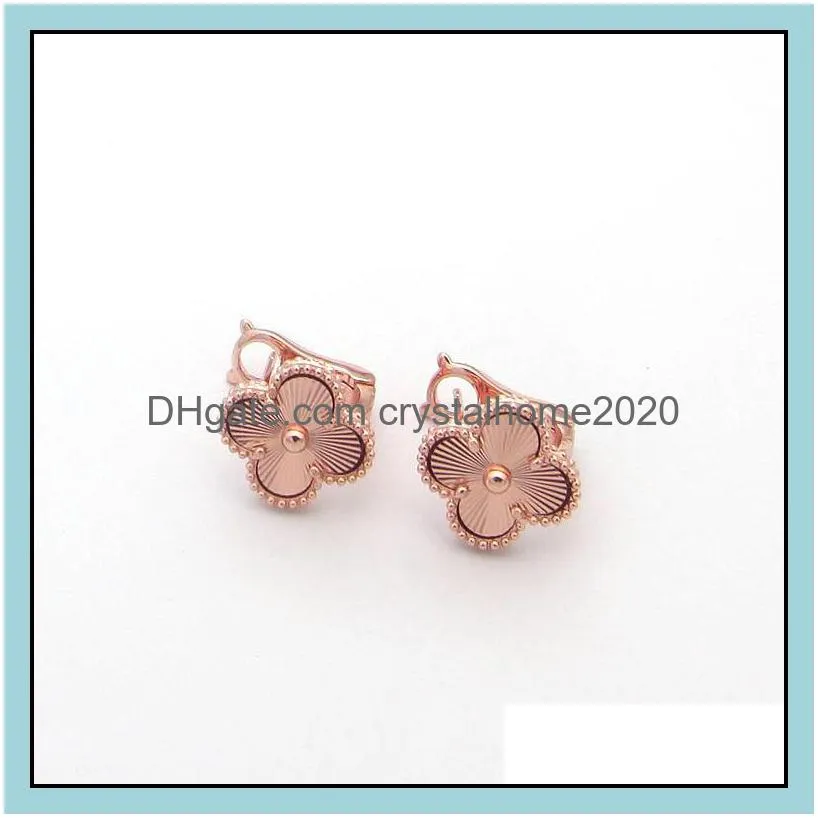 luxury designer earrings screw back fourleaf clover cleef earrings womens fashion 18k gold earring jewelry