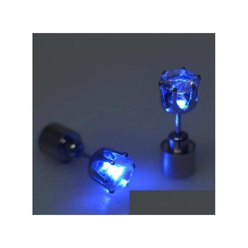 led earrings women men fashion jewelry light up crown crystal drops led earrings