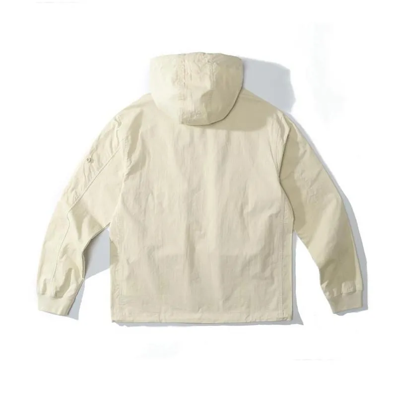 mens outerwear jackets coats spring and autumn 21ss ghost piece smock anorak nylon tela pure cotton fabric hoodie coat
