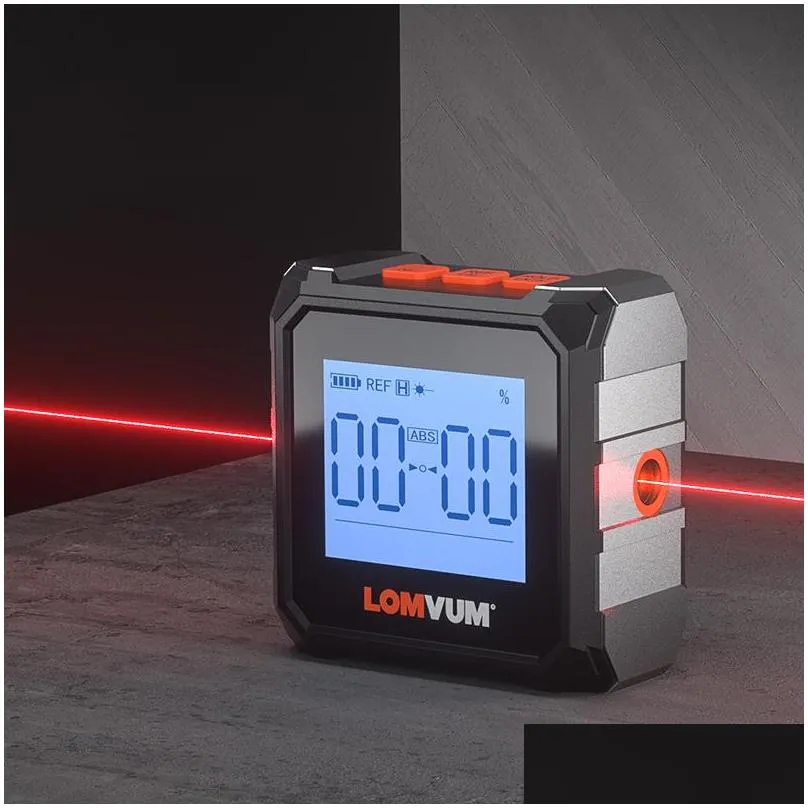 lomvum digital protractor laser usb inclinometer 360 level angle finder high precision goniometer magnet tilt measuring tools 201116