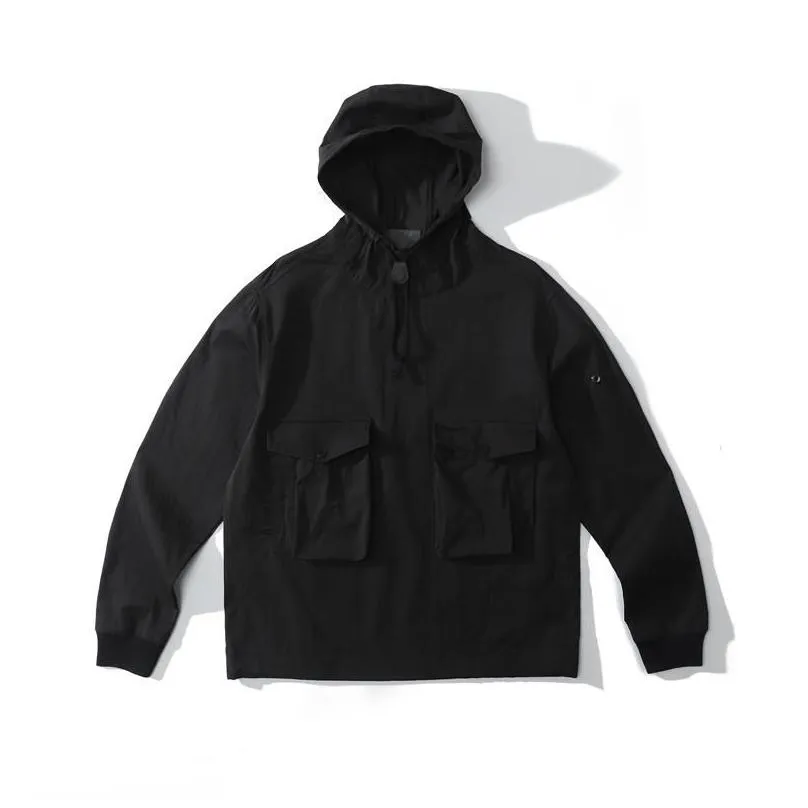 mens outerwear jackets coats spring and autumn 21ss ghost piece smock anorak nylon tela pure cotton fabric hoodie coat