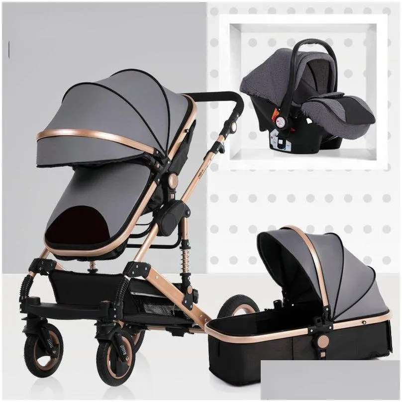 wisesonle baby stroller 3 in 1 stroller lying or dampening folding light weight twosided child four seasons
