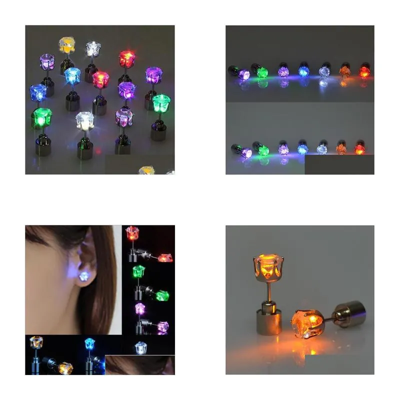 led earrings women men fashion jewelry light up crown crystal drops led earrings