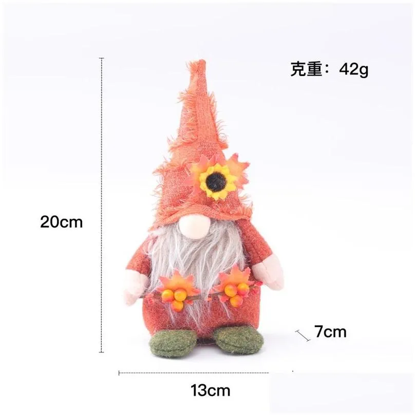 thanksgiving party supplies sunflower berry hat faceless old man plush doll cartoon toy garden gnome ornaments festive decoration 8 2qy