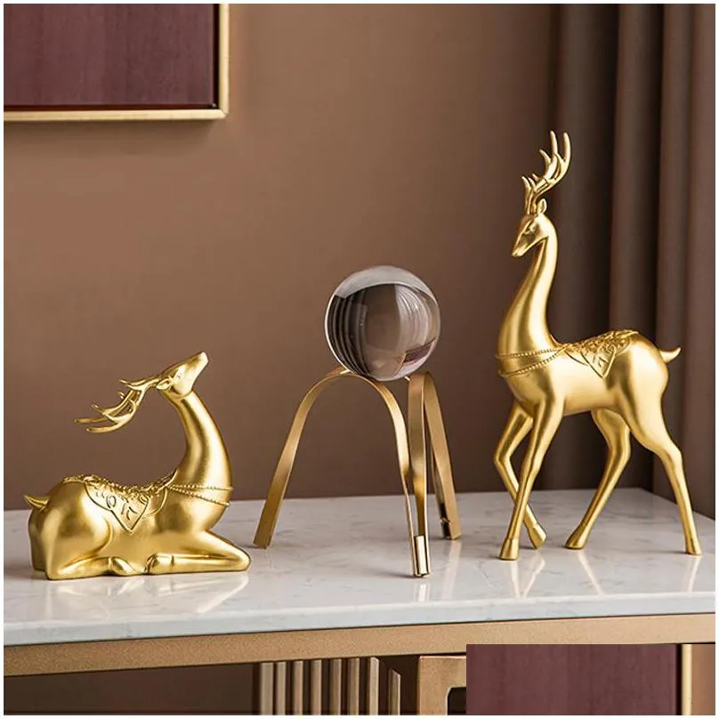 home decoration accessories animal figurines golden ornaments abstract art modern living room luxury decor gift 220329