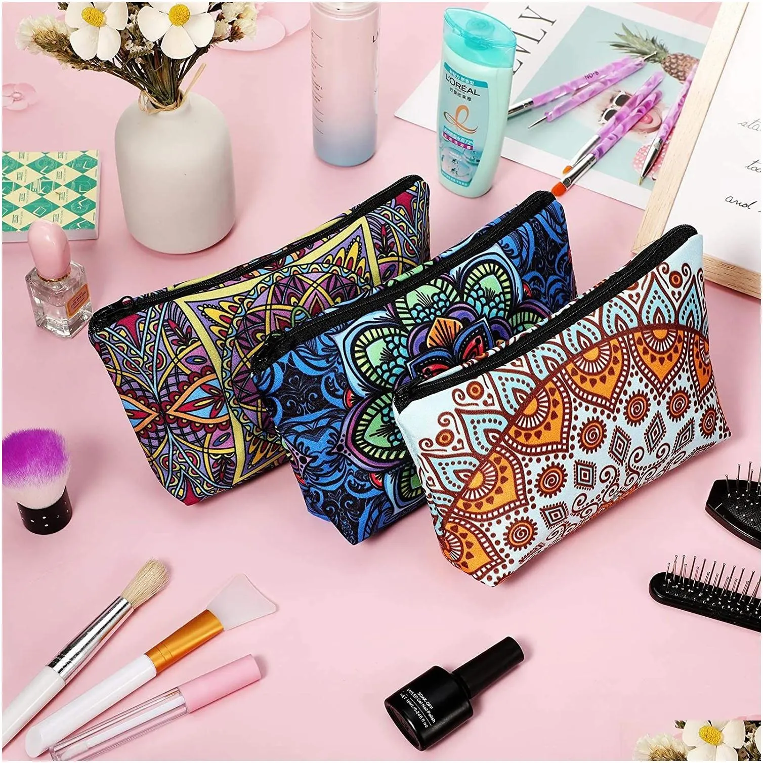 cosmetic bags multipurpose favor sublimation blanks diy heat transfer makeup bags iron on zipper canvas pouch toiletry pouch pencil for diy craft