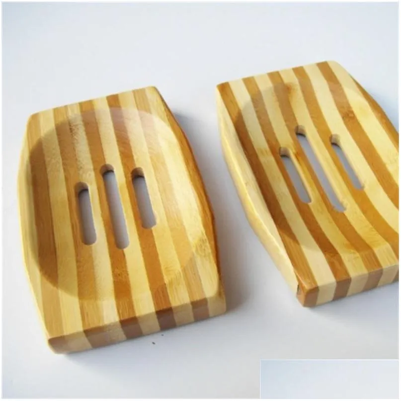 natural stripe soap plate box bamboo one layer holes soaps dishes simple strong household 4 42zz q2