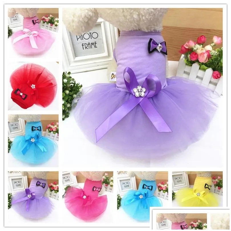 summer pet clothes bow dress for small dog apparel princess wedding skirt luxury clothing for dogs soft lace 595 s2