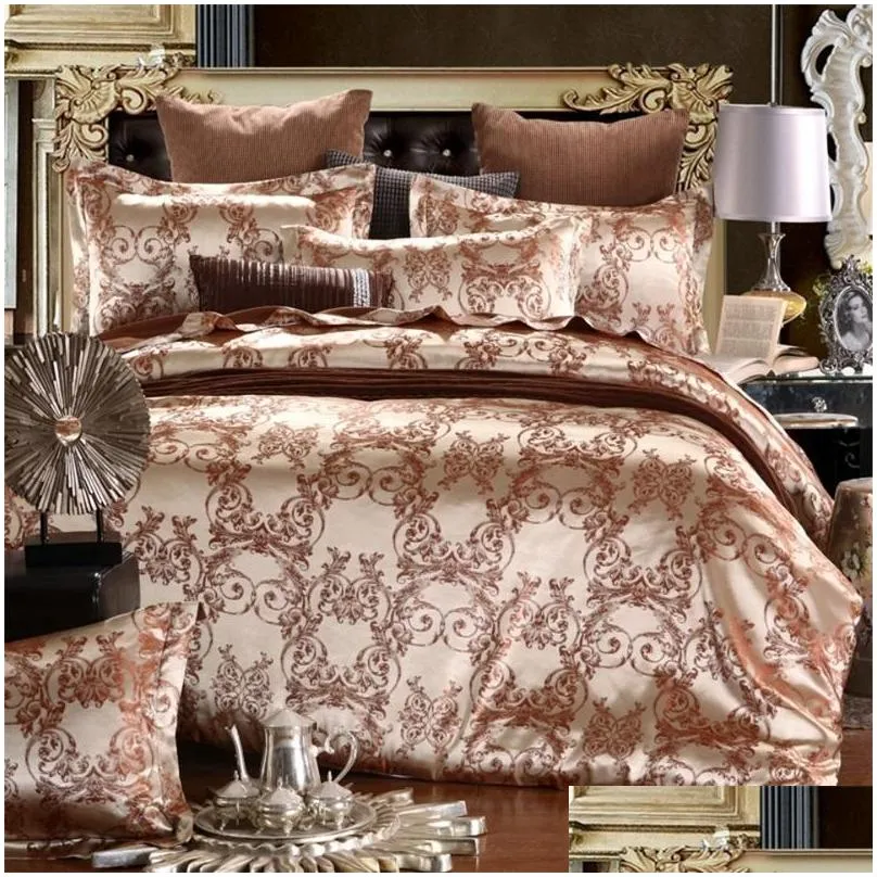 designer bed comforters sets luxury 3pcs home bedding set jacquard duvet beds sheet twin single queen king size bedclothes 473 v2