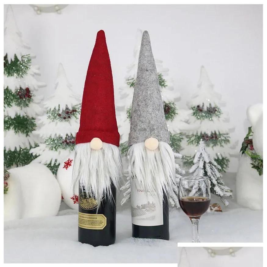 dhs ship christmas gift bag decorations santa claus bag wine glass bottle set christmas champagne decoration wine bag fy7175