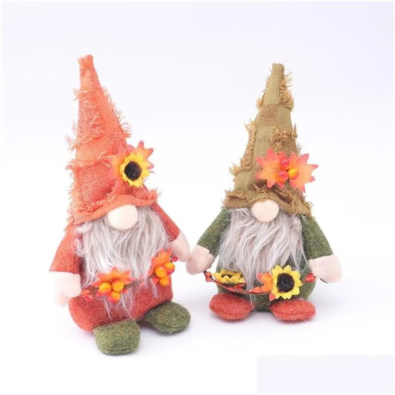 thanksgiving party supplies sunflower berry hat faceless old man plush doll cartoon toy garden gnome ornaments festive decoration 8 2qy