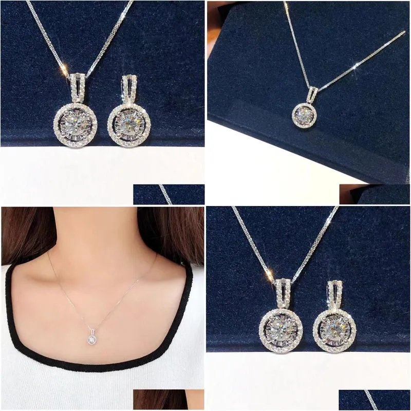 luxury 3ct lab diamond pendant real 925 sterling silver party wedding pendants chain necklace for women bridal charm jewelry