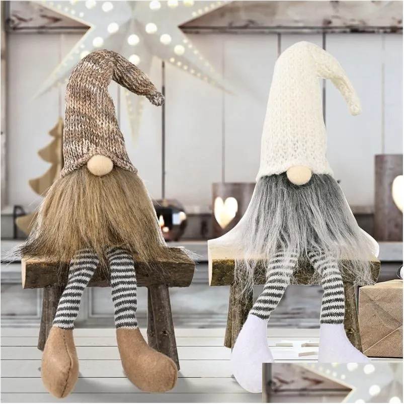 christmas gnomes decorations handmade swedish tomte with long legs scandinavian figurine plush elf doll 5260 q2