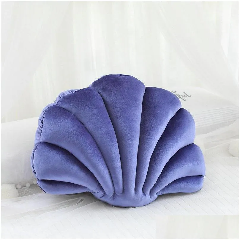 luxury purple velvet shell stuffed plush throw sofa cushion car pillow home bed decoration gift for friend lj201126