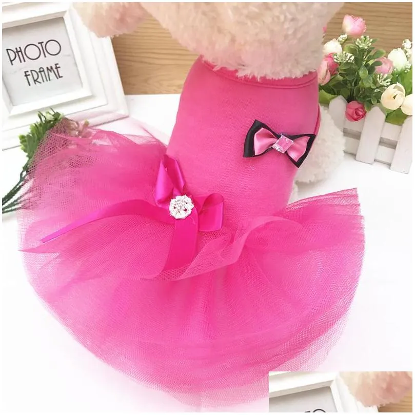 summer pet clothes bow dress for small dog apparel princess wedding skirt luxury clothing for dogs soft lace 595 s2