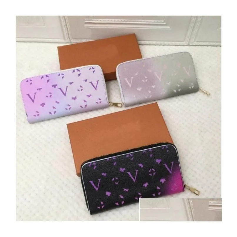 gradient color wallet women designer coin purse luxurys fashion card holder lady clutch bags with box