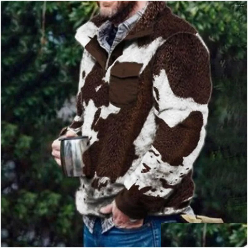 mens jackets mens cow teddy bear fleece fur jacket winter casual solid thicken pullover jumper coats male clothes sweatshirts mens