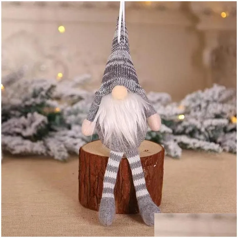 christmas tree ornaments creative sitting posture garden gnome dolls xmas gifts plush doll cartoon toy table decoration home decor 5 15mg