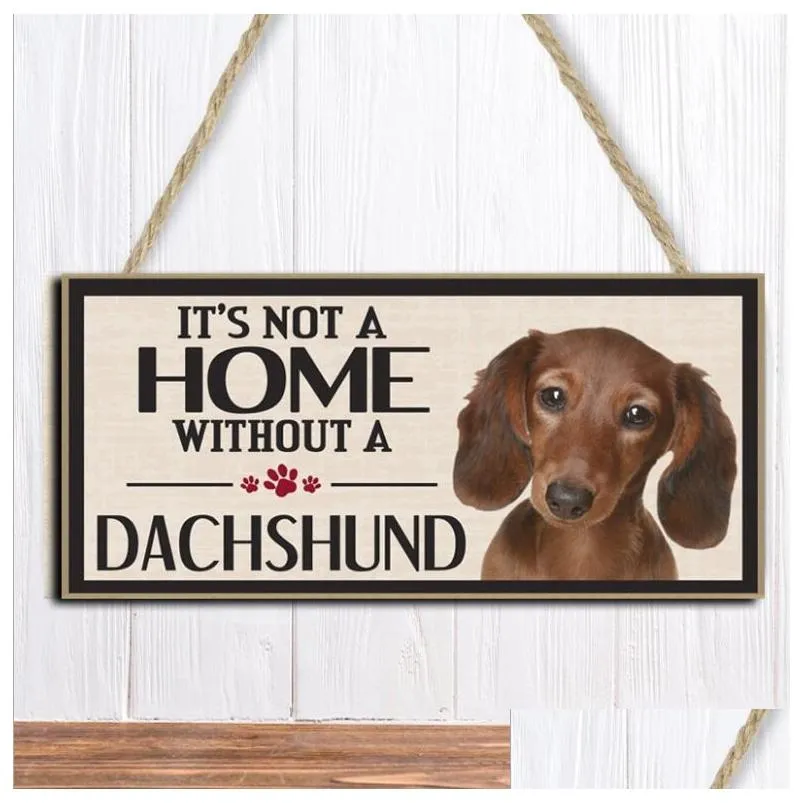 rectangle wooden decoration hanging board dog pet decor door sign plaque home accessories ornament 16 styles for choose