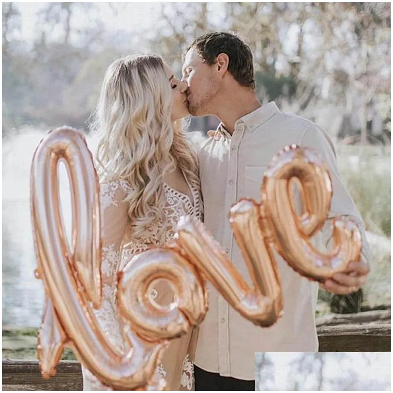 68cm love letter foil balloon red rose gold heart helium ballon anniversary wedding valentines birthday party decoration bride globos