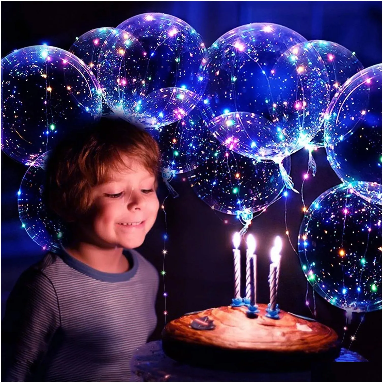 20 inches glow clear party bubble balloon led light up bobo balloons christmas birthday wedding decoration