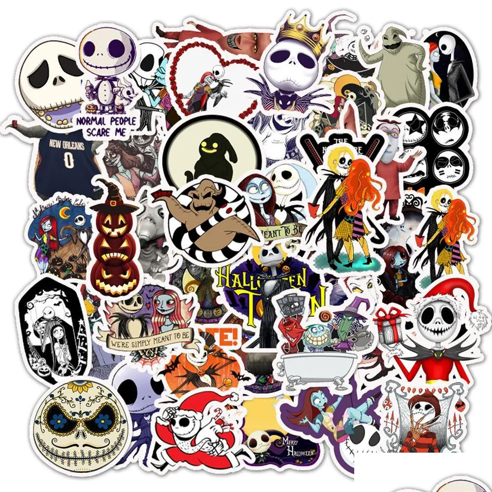 50 pcs/lot skateboard stickers zombie bride horror for car laptop pad bicycle motorcycle ps4 phone luggage decal pvc guitar helmet cup