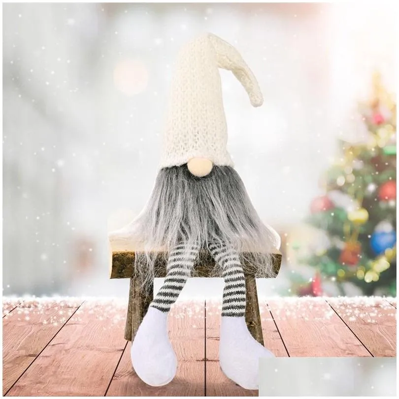 christmas gnomes decorations handmade swedish tomte with long legs scandinavian figurine plush elf doll 5260 q2