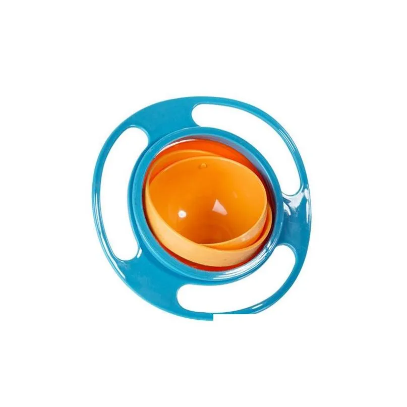 360 rotating kidproof non spill feeding toddler gyro bowl with lid avoid food spilling children creation bowl as feeding supplies