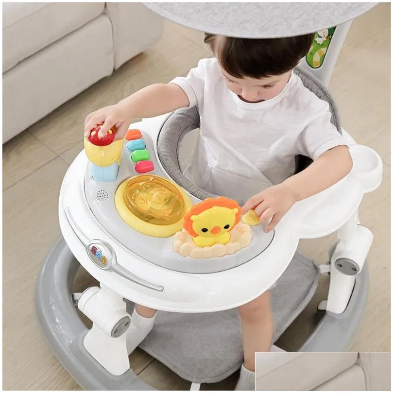 baby walker with 6 mute rotating wheels anti rollover multifunctional child walker seat walking aid assistant toy